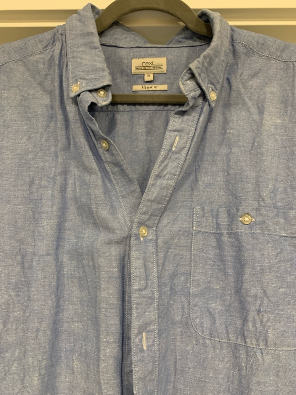 next Men's Chambray Button-Down Shirt in Light Blue